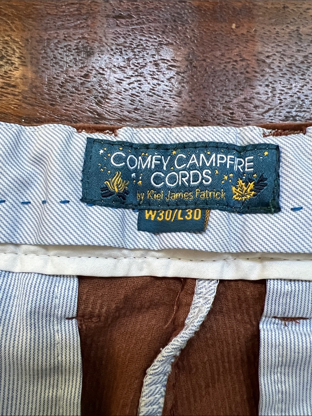 KJP Comfy Campfire Cords Pants Zip Fly Sly Fox Embroidered Brown Men's 30x30 - Picture 12 of 15